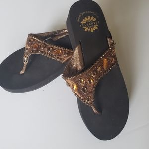 Yellow Box Jeweled Flip Flops